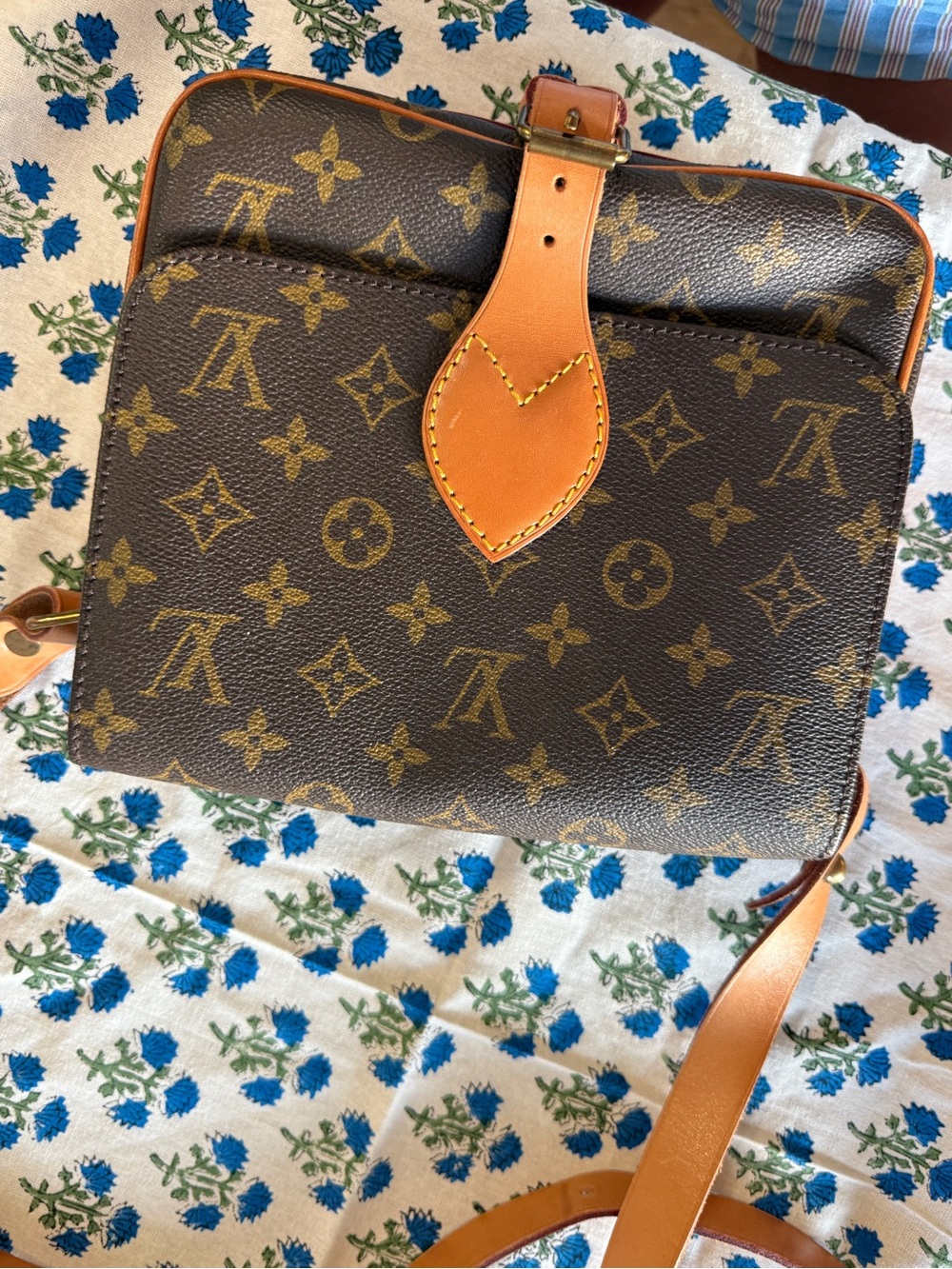 Louis Vuitton Brown Monogram Crossbody with Tan Leather Trim